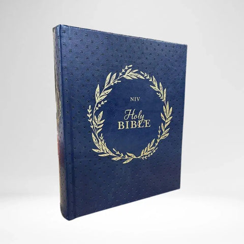NIV Our Family Story Bible (Navy Wreath)