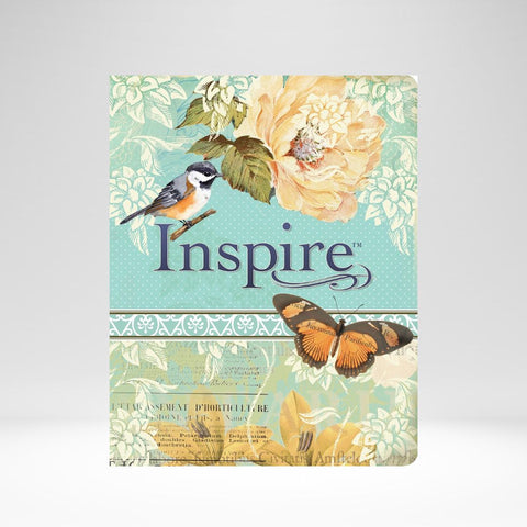 NLT BIBLE INSPIRE WIDE MARGIN FABRIC BLUE/CREAM