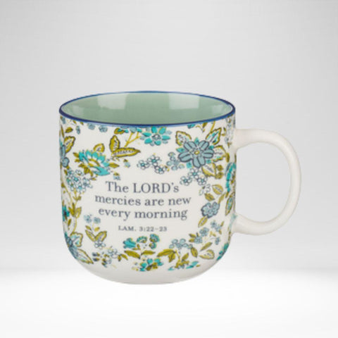 Ceramic Mug New Mercies Lam. 3:22-23 Teal