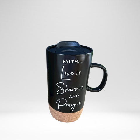 Mug Travel Faith Live it W/Plastic Lid (16 Oz)