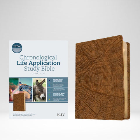 KJV Chronological Life Application Study Bible 2nd Edition Heritage Oak Camel