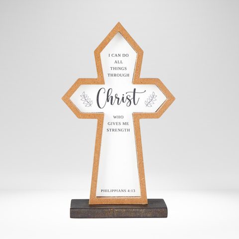 Tabletop Cross Do All Things Phil. 4:13 Wood (8.5")