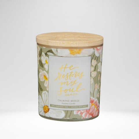Candle He Restores My Soul Ps. 23:3 Calming Breeze