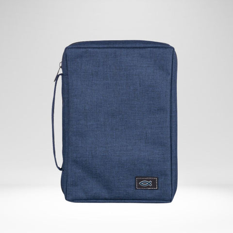 Bible Case Fish Navy Canvas (L)