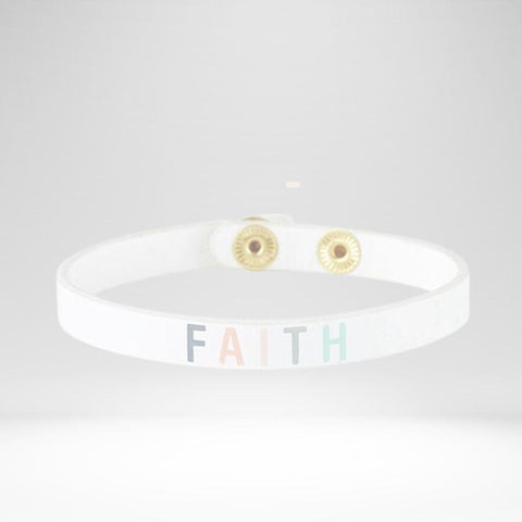 Bracelet Simply Faith Leather Adjustable Snaps -Faith