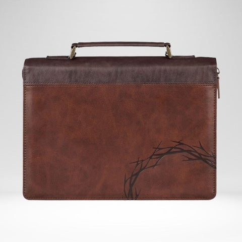 Bible Case Classic Crown Of Thorns/Amazing Grace Isa. 53:5 Brown (M)