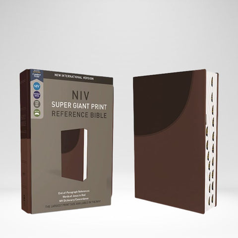 NIV Reference Bible Thumb Index Super Giant Print Brown Leathersoft