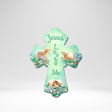 Wall Cross Lamb/Jesus Loves Me (6"x8")