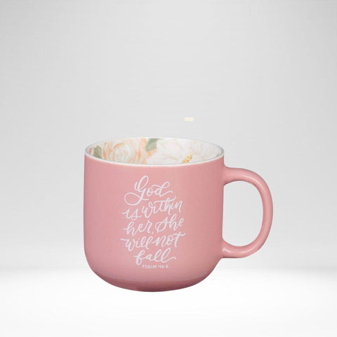 Ceramic Mug God Is Within Her PS 46:5 Pink