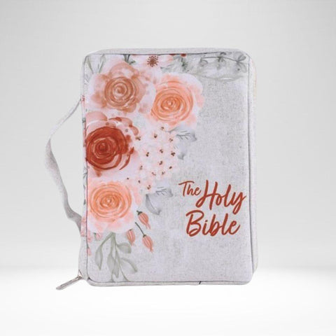Bible Case The Holy Bible Beige/Floral (L)