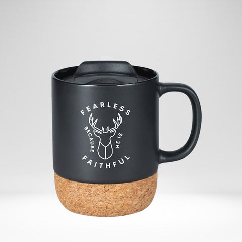 Ceramic Mug Cork Fearless Because He Is Faithful