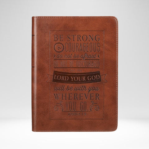 Journal Be Strong & Courageous Brown Luxleather