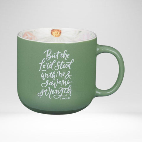 Ceramic Mug The Lord Stood With Me 1 Tim. 4:17 Green
