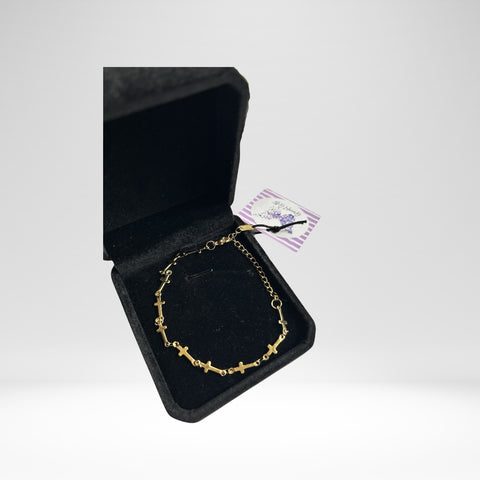 Cross Row Bracelet (Gold Plated)