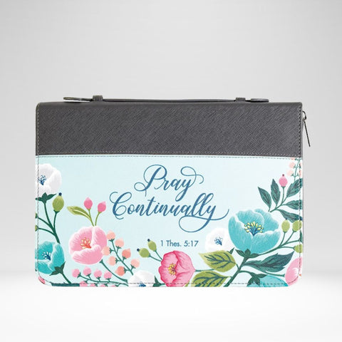 Bible Case Pray Continually Grey/Floral (XL)