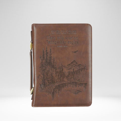 Bible Case Wings Like Eagles Isa. 40:31 Brown Leatherlike (M)