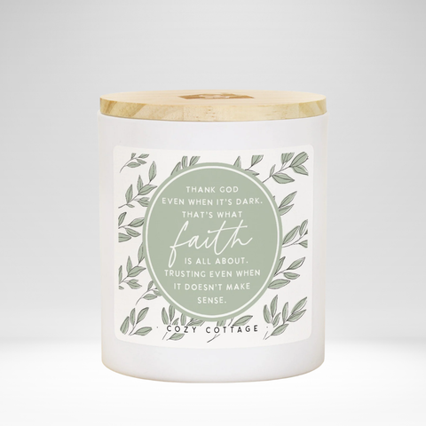 Candle Faith Is About Leaves Cozy Cottage Scent