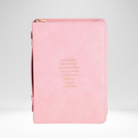 Bible Cover XL Pink - The Grass Withers, Isaiah 40:8